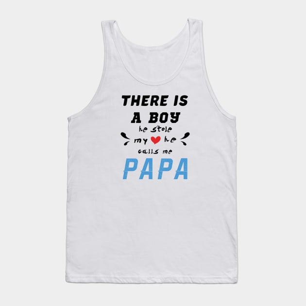 Papa Gifts Shirts from Grandson, he Stole My Heart Tank Top by CareTees